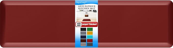 4/5 Inch Thick Kitchen Mat - Cushioned Anti Fatigue Mats for Kitchen Floor - Easy to Clean, Waterproof, Non-Slip Kitchen Rug for Sink, Office, Kitchen (30''x108'' Red)