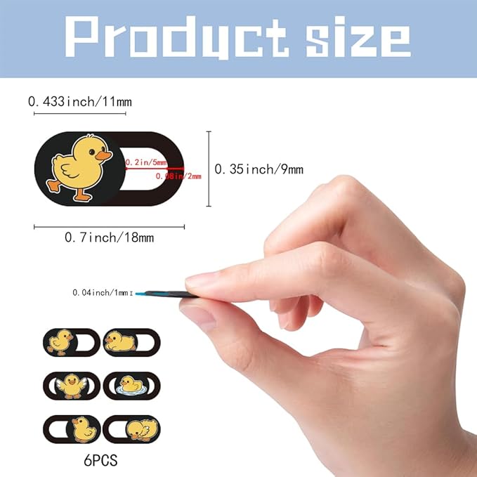 6Pcs 6 Styles Duck Cute Laptop Camera Cover Privacy Guard Accessories, 0.04 Inch Ultra Thin Webcam Cover Slide Protector Blocker for Desktop Computer Tablet Notebook Mini PC Office Use