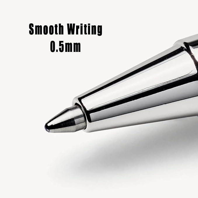 Brushed Metal Golden Rollerball Pen - 0.5mm Fine Point Executive Writing Pen for Men & Women, Professional Signature Pen for Business Office & Journaling with Metal Box