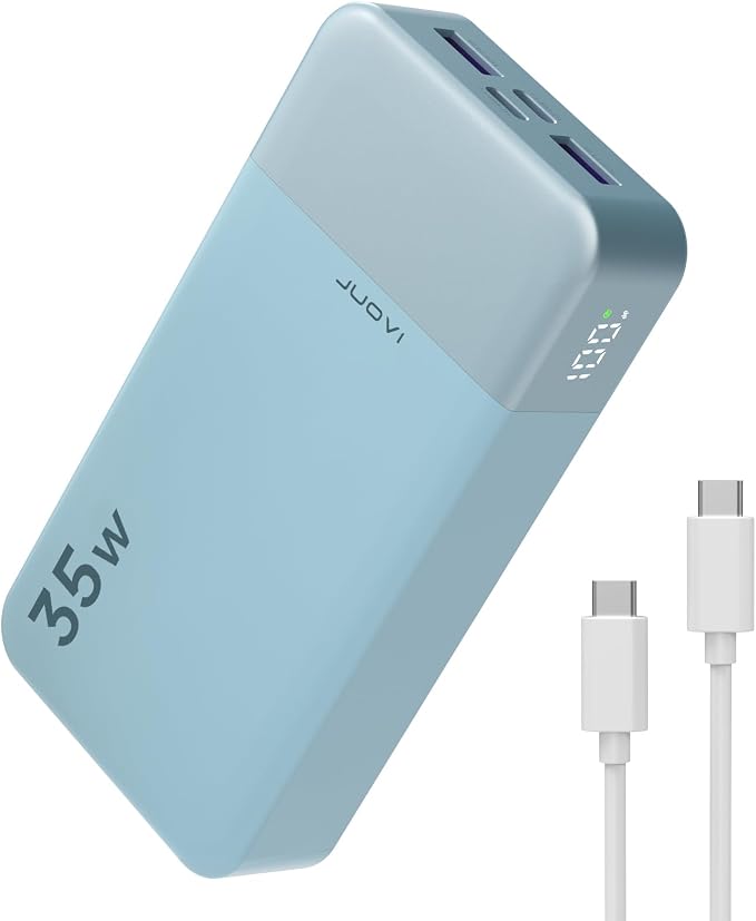 JUOVI Power Bank 35W 20000mAh Portable Charger Fast Charging，PD 3.0 QC 4.0 Fast Charging Phone Charger with LED Display, Travel Battery Pack 2 USB C 2 USB A Ports for iPhone 16/15/14 Series, Galaxy