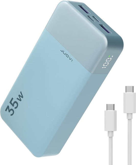 JUOVI Power Bank 35W 20000mAh Portable Charger Fast Charging，PD 3.0 QC 4.0 Fast Charging Phone Charger with LED Display, Travel Battery Pack 2 USB C 2 USB A Ports for iPhone 16/15/14 Series, Galaxy