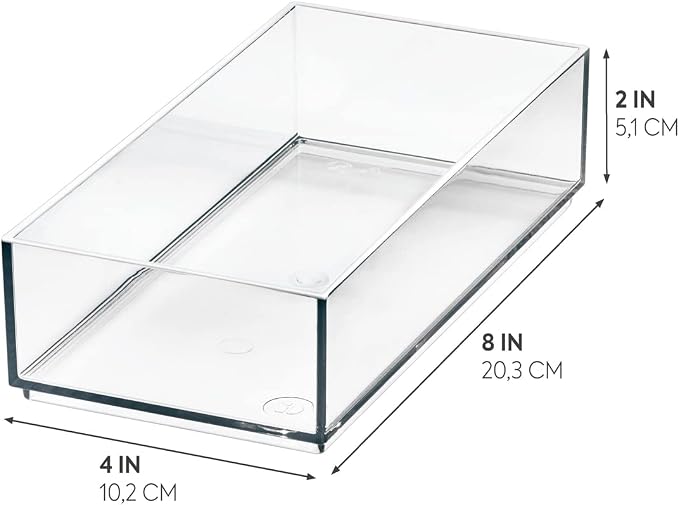 iDesign Stackable Makeup Drawer Organizer - Vanity Organizer or Desk Organizer - Clear/Matte White