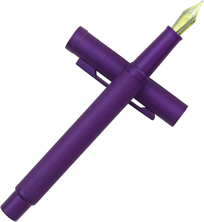 Asvine Purple Forest Fountain Pen Extra Fine Nib Classic Design with Converter and Metal Pen Case Set