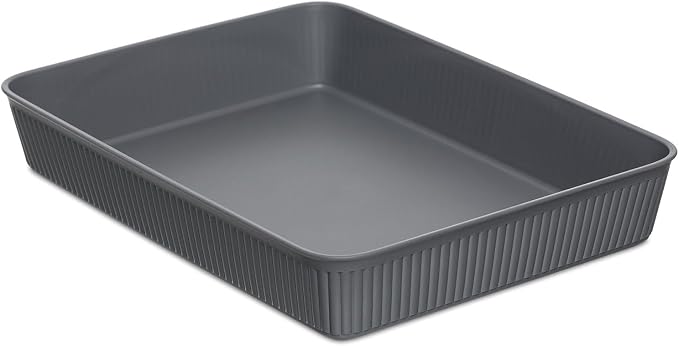 TATAY Storage Basket Baobab Drawer Organisation Elegant Functional Design | Storage Basket Household | Dimensions 24.7x33.6x5.6 cm | BPA-Free Material | Home and Office Organisation, Grey