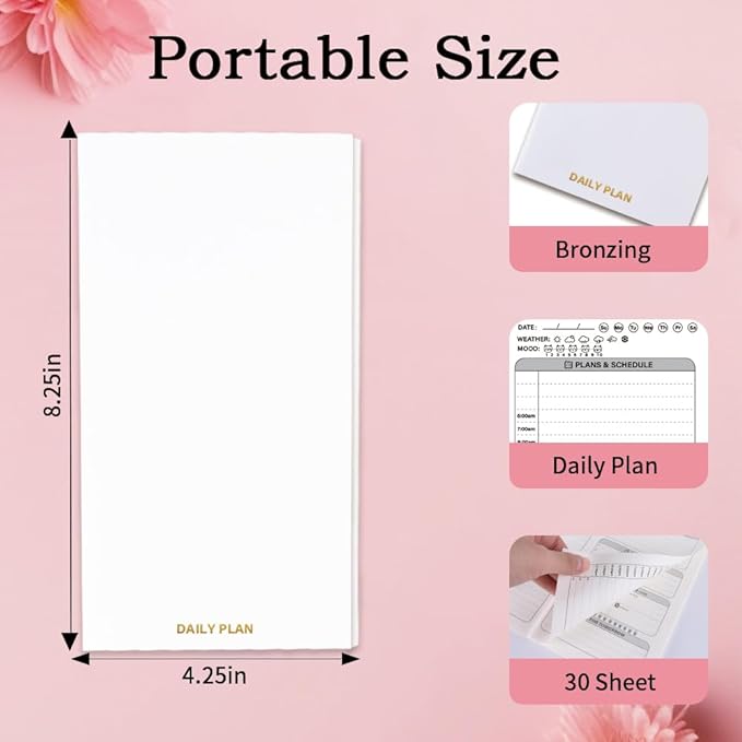 Travelers Notebook Inserts,Undated Daily Planner,Daily Appointment Book, Easily Organize Your Tasks,30 Sheets,8.25" x 4.25",Travelers Notebook Refills for Journals,Diaries,Planners