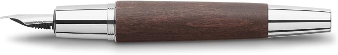 Faber-Castell e-motion Fountain Pen, Wood and Chrome Dark Brown - Fine
