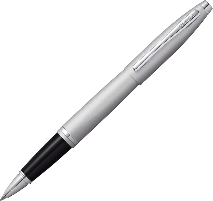 Cross Calais Satin Chrome Rollerball Pen - High-End Pen for Everyday Use - Professional Desk Essential - Smooth Writing - Durable Construction - Black Ink - Gift Box Included