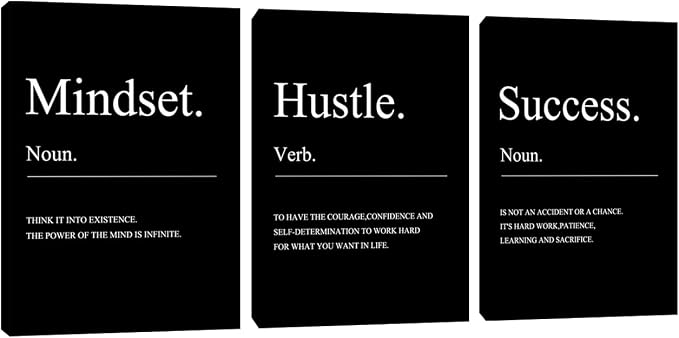 Large Motivational Office Wall Decor Mindset Canvas Wall Art Hustle Posters Prints Entrepreneur Success Paintings Picture Artwork Inspirational Home Bedroom Living Room Decorations(72" Wx36 H)