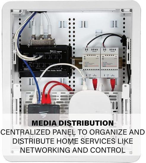 Legrand - OnQ Cable Management, In-Wall Media Box, Dual Purpose Structured Wiring Enclosure, TV Home Theater Recessed Storage Box, 17 Inch, White, ENP1700NA