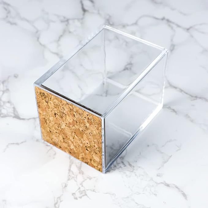 MEI YI TIAN Clear Acrylic Pencil Pen Holder Cup with Black Bottom, Desk Accessories Makeup Brush Holders Modern Design Desktop Organizer for Countertop Desk Accessory Storage