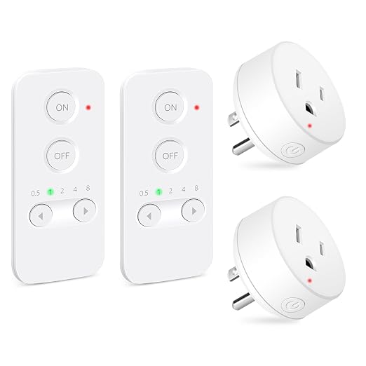 NineLeaf Remote Control Outlet, 500FT Plug in Light Switch, No Wi-Fi Programmable Timer Mini Socket, Easy Wireless On/Off Switch for Christmas Lights, Hard-to-Reach Appliances,2Remotes 2Outlets