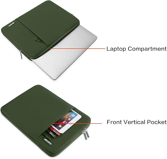 MOSISO Laptop Case 13 inch, Laptop Sleeve Compatible with MacBook Neo/Air/Pro 13 inch with A18/M5/M4/M3/M2/M1 Chip 2026-2016, Polyester Vertical Computer Sleeve Bag with Pocket, Army Green