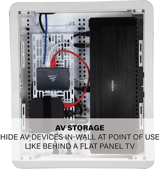 Legrand - OnQ Cable Management, In-Wall Media Box, Dual Purpose Structured Wiring Enclosure, TV Home Theater Recessed Storage Box, 17 Inch, White, ENP1700NA