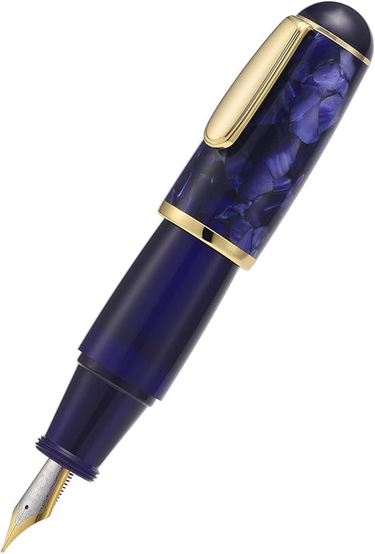 Lanxivi Majohn Q1 Fountain Pen Medium Point Purple Blue Acrylic, Little Fat Man Eyedropper Filling Pocket Pen Large Capacity