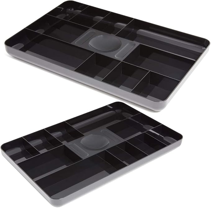 1InTheOffice Desk Drawer Organizer Tray, 13-Compartment Office Desk Drawer Organizer Black
