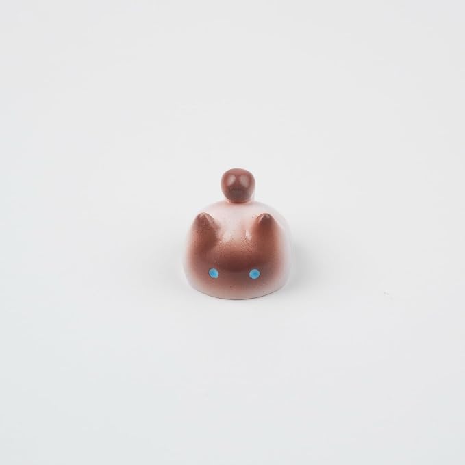 Artisan Cat Keycap, Black and Pink Siamese Cat Resin Handmade Keycap, 1U Size Openable Design, MX Switch Compatible for Mechanical Keyboards