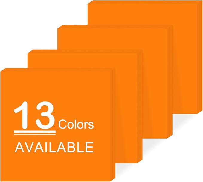 Super Sticky Notes,Self-Stick Note Pads 3 x 3 in,400 Sheets Sticky Notepad Bulk Post,Office Supplies,School Supplies,Christmas Decor (Orange, Sticky Notes 3x3)