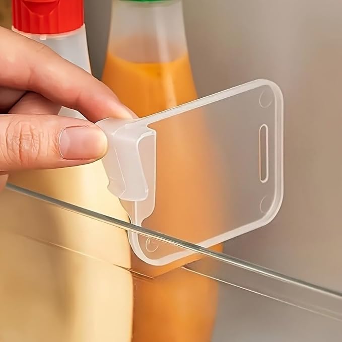 Clear Fridge Door Organizer Clips, 8pcs Adjustable Refrigerator Side Door Divider Set, Thickened Transparent Shelf Separators for Condiments, Bottles, Jars, Space Saving Kitchen Storage