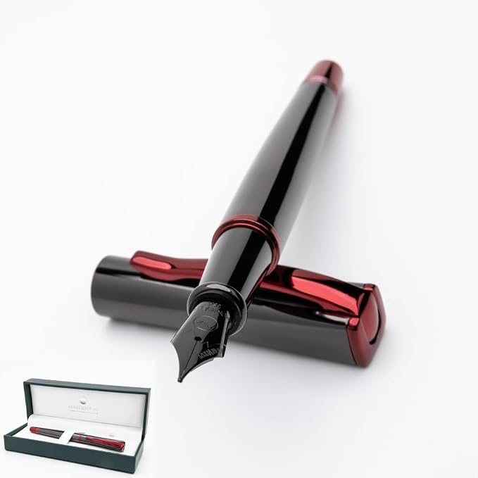 Monteverde USA Impressa Fountain Pen Gun Metal with Red Trim - Medium Point - JoWo German Nib