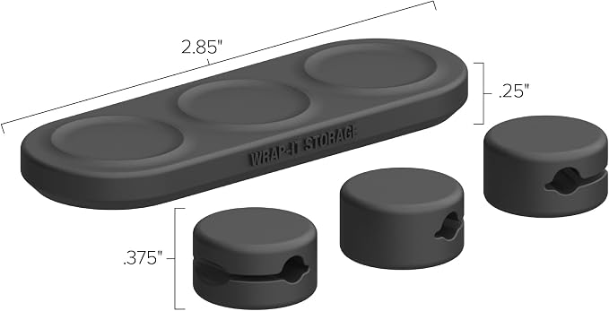 Wrap-It Storage MagnaDock Magnetic Cable Holder - 2-Pack (Black) | Adhesive Cable Clips Cord Organizer Desktop Cord Holder for Nightstand Desk Cable Management