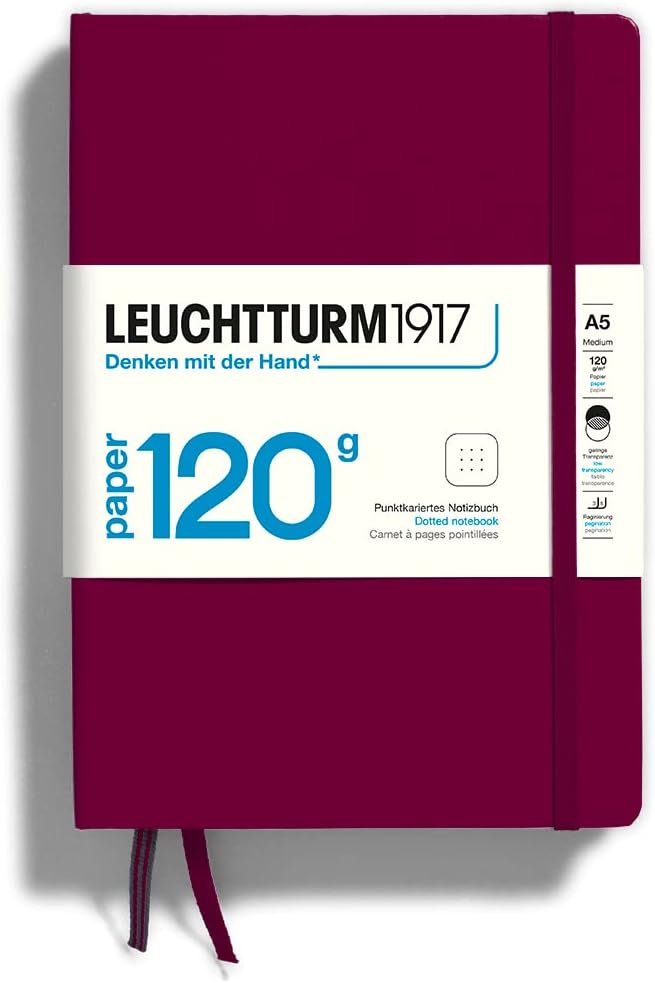 LEUCHTTURM1917 - 120G Special Edition - Medium A5 Dotted Hardcover Notebook (Port Red) - 203 Numbered Pages with 120gsm Paper