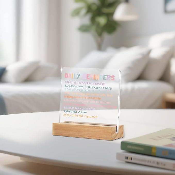 Inspirational Motivational Gifts Employee Appreciation Gift Little Reminder | You are Enough Clear Desk Decorative Sign Acrylic Sign With Wooden Stand for Office Table Shelf Decor Desk Accessories