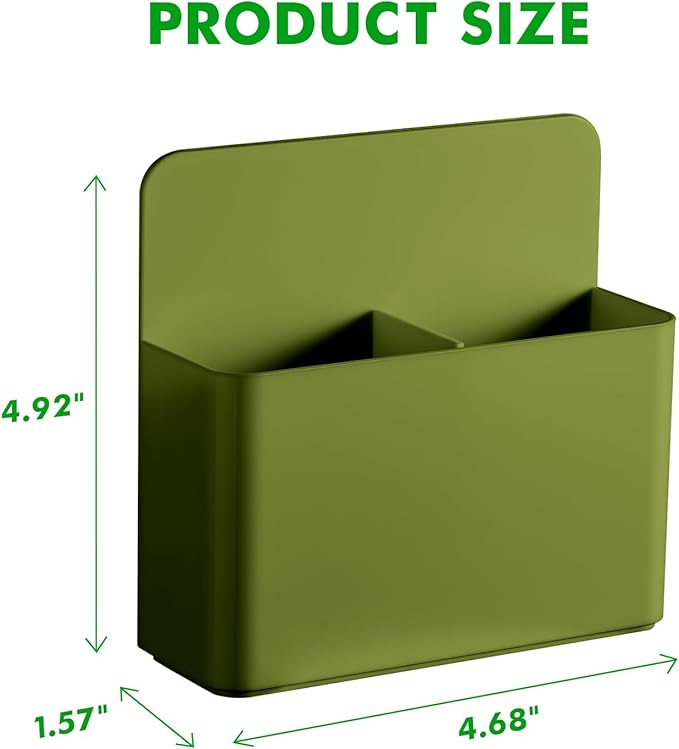 2 Pcs Magnetic Dry Erase Marker Holder for Whiteboard, Plastic Magnetic Pen Holder for Refrigerator Fridge, Magnet Pencil Cup for School Classroom, Locker Accessories, Pen Cup Organizer-Army Green