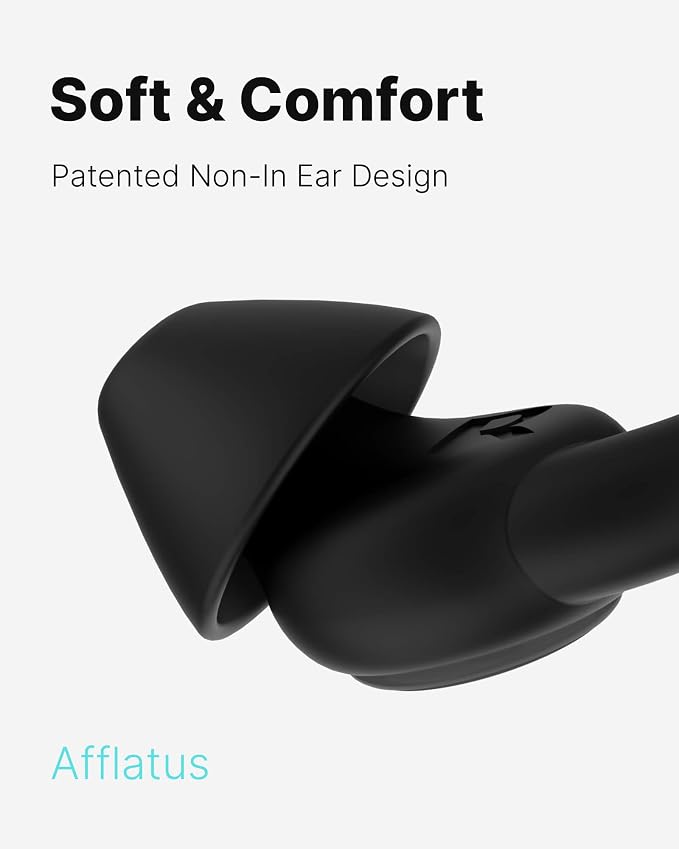 Afflatus Ear Plugs for Sleep and Noise Reduction, Soft & Comfort, 26dB | Snug Ear-Hug Fit, Side Sleep Comfort, Non-In-Ear, 2 Pairs 2 Sizes (S+L), Delicate Giftbox, Washable, Reusable