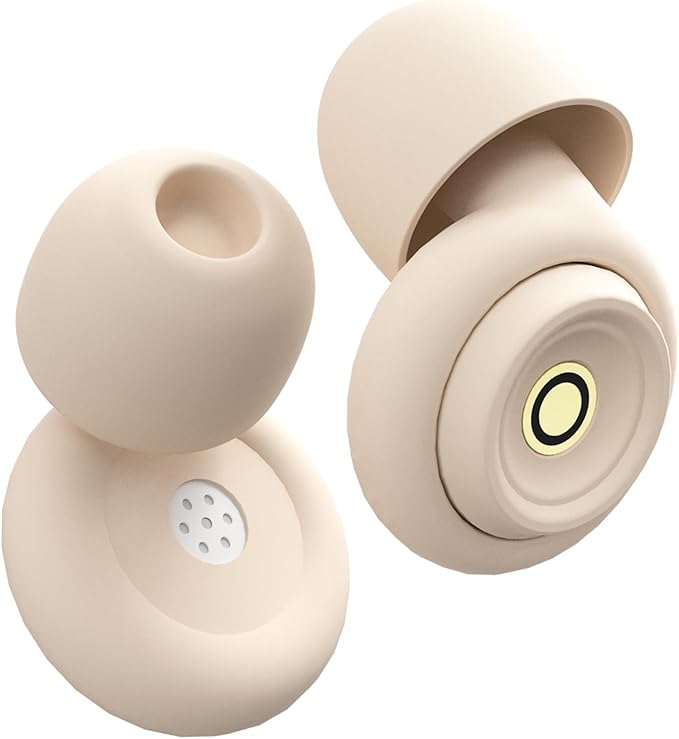 Ear Plugs for Sleeping Earplugs for Concerts Noise Cancelling Reusable Soft Silicone Noise Reduction Earbuds for Travel Focus Work 33-45dB Hearing Protection with 9 Ear Tips & Case (Off-White)
