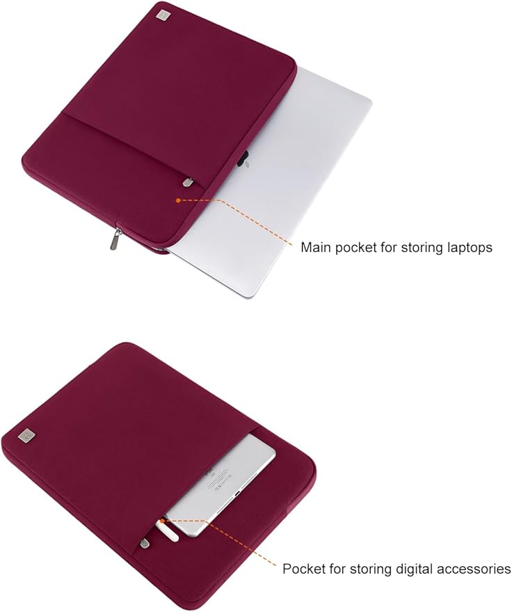 DOMISO Laptop Case Laptop Sleeve Cover Compatible with 14-15 inch MacBook Pro M4/M3/M2/M1 Pro/Max 2024-2021, Compatible with 13 inch HP Dell ASUS Lenovo Notebook, Water-Resistant Bag with Pocket, Wine