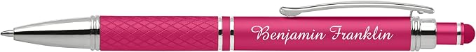 Custom Engraved Personalized Pen Gift Set - 2 Pack of Soft Touch Metal Ballpoint Pens with Gripper & Gift Box - Luxury Customized Pens with Name (Purple-Pink)