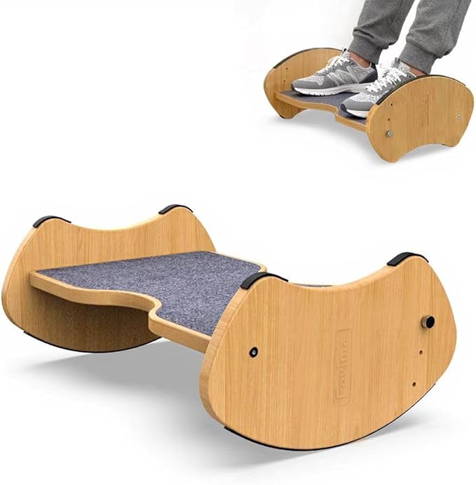 Bamboo Foot Rest for Under Desk - Fovima 2-in-1 Adjustable & Reversible Ergonomic Footstool, Permanent Dual-Sided Cushion, Tool-Free Height & Angle Adjustment