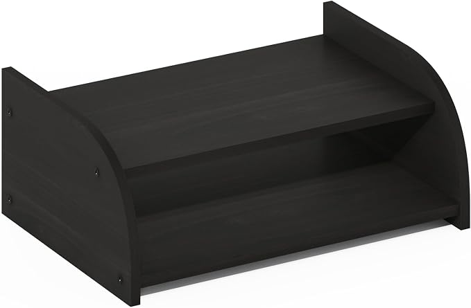 Furinno Classic Desk Organizers and Accessories, 2-Tier Monitor Riser, Office Organization, Desk Top Book Shelf, for Office Supplies, Office Desk Utility, Dark Espresso