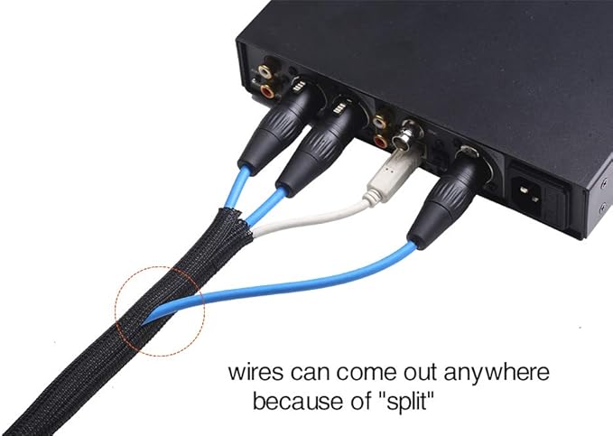 Alex Tech 10ft - 1 inch Cord Protector Wire Loom Tubing Cable Sleeve Split Sleeving For USB Cable Power Cord Audio Video Cable – Protect Cat From Chewing Cords - Black