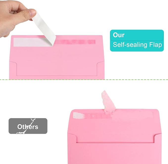 70 Packs of Invitation Envelopes, A2 Envelopes Pink Postcard for 4.5x5.5 Cards for Invitations, Self Seal for Photos RSVP, Greeting Cards