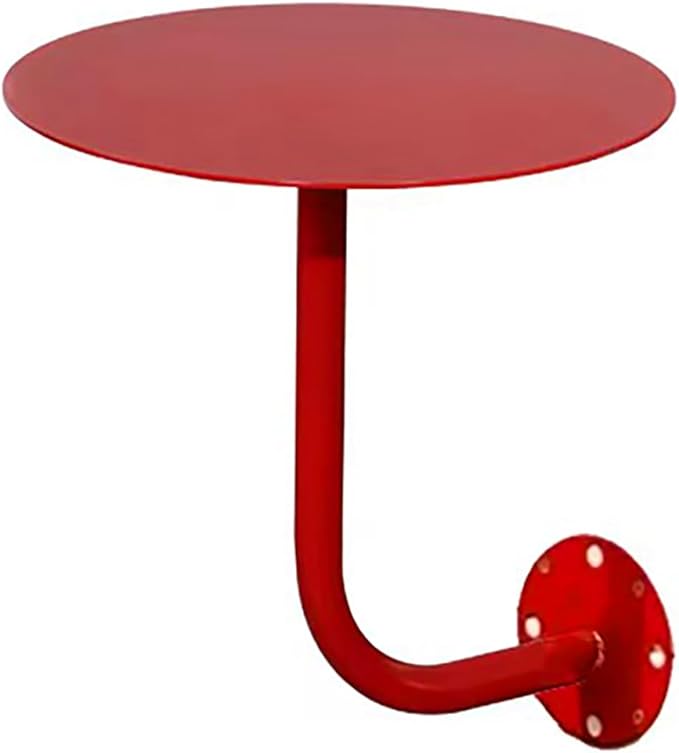 Wall-Mounted Small Round Table for Cafe, Dessert Shop & Home - 3.0MM Thick Iron Metal Anti-Deformation, Space-Saving(Red,40x45x20cm)
