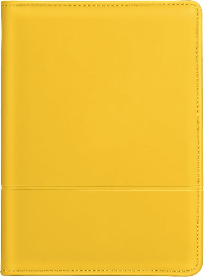 Classic Padfolio/Junior Portfolio Folder Case, Business A5 Binder Organizer Notepad for Men Women, 5 x 8 Writing Pad Included, Yellow
