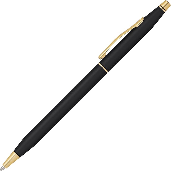 Cross Classic Century Engraved Diamond Pattern Ballpoint Pen - Refillable Pen for Effortless Writing - Black Ink - Durable Construction - Premier Distinctive Look - Gift-Ready (Black & Gold)