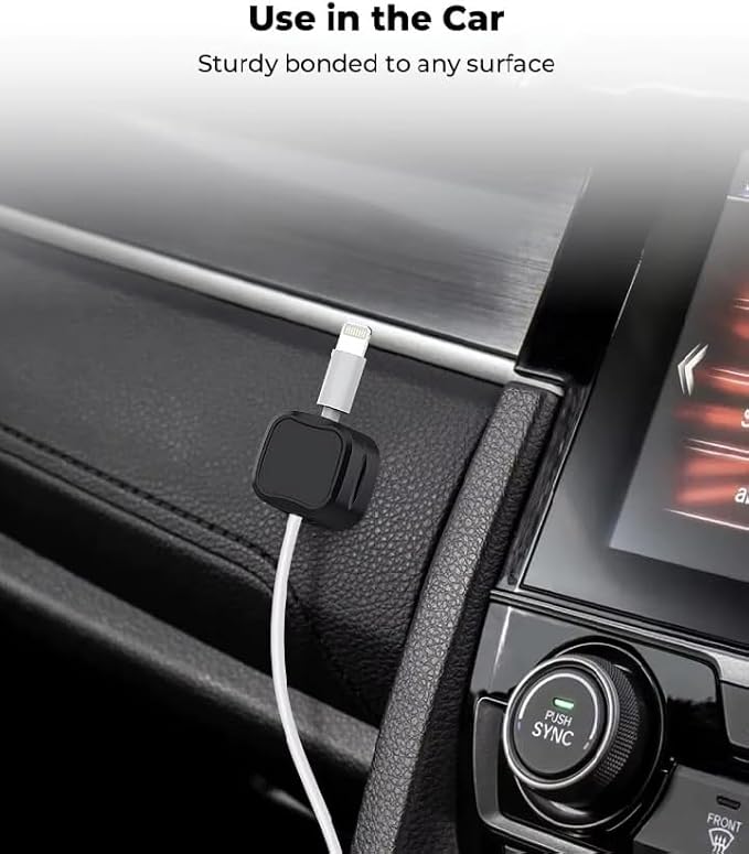 Magnetic Cord Cable Organizer Clips, Desktop Cord Managment Holder for Home Office Nighstand, 6 Pack (Black)