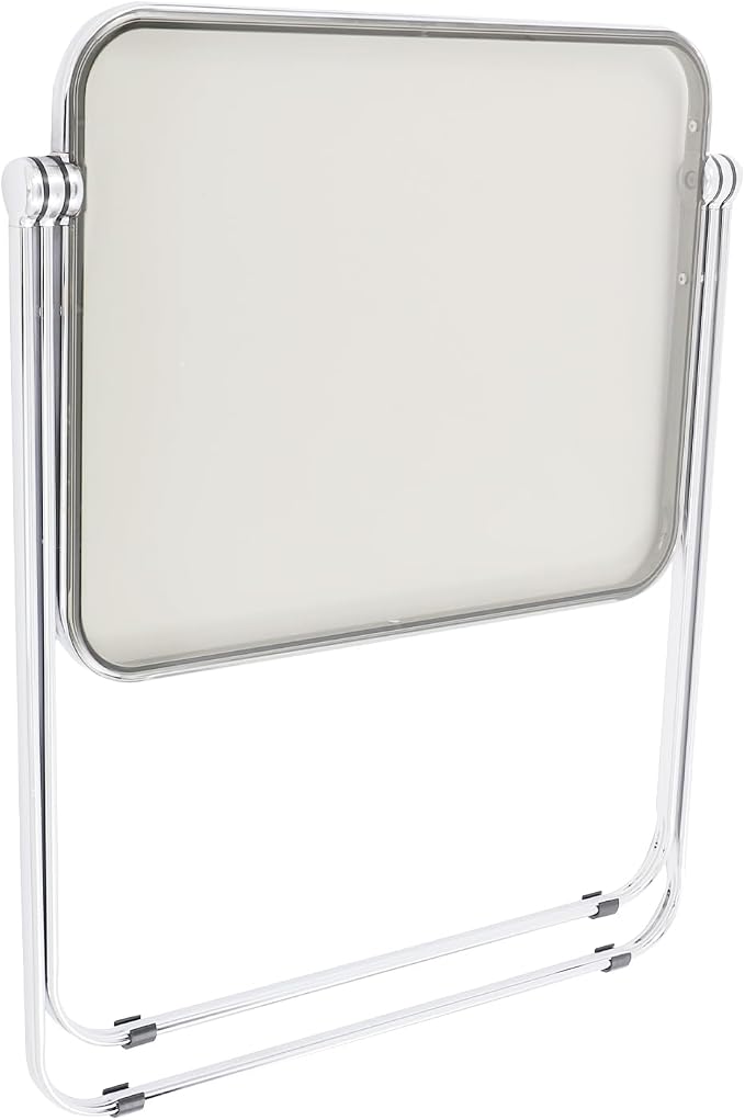 Acrylic Folding TV Tray Table, Small Portable Square Laptop Desk, End Side Table Modern Square Table for Home Office, No Assembly Space-Saving Side Table with Metal Frame (Grey)