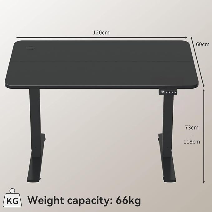 Furmax Electric Height Adjustable Standing Desk Large 40 x 24 Inches Sit Stand up Desk Home Office Computer Desk Memory Preset with T-Shaped Metal Bracket, Black