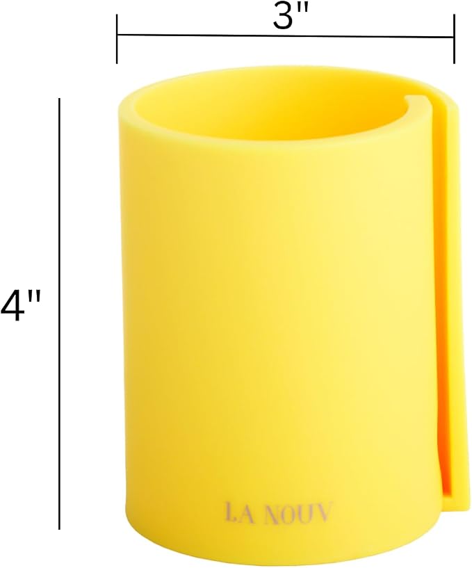 Pen Holder for Desk, Yellow, 4x3 Inch | Modern Makeup Brush Holder, Desk Decor, Home Office Essentials, For Men & Women, Multiple Colors Available