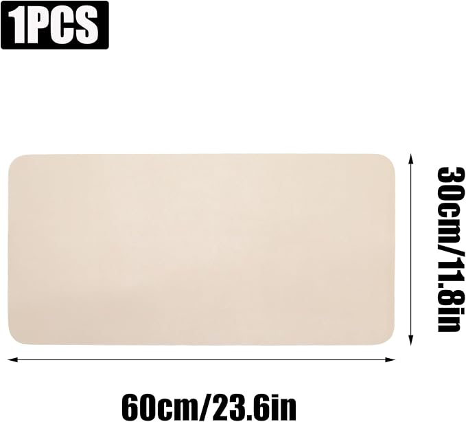 PU Leather Keyboard Mouse Pad 12x24 Inch Non-Slip Desk Protector Mat for Vanity Makeup Laptop, Light Apricot
