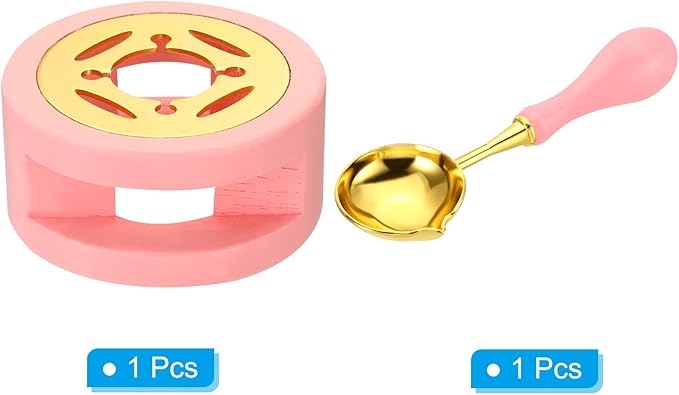PATIKIL Seal Kit, Warmer With Melting Spoon, Retro Melt Stove Pot Furnace Tool for Wax Sealing Beads, Stamp Letter Envelope, Pink