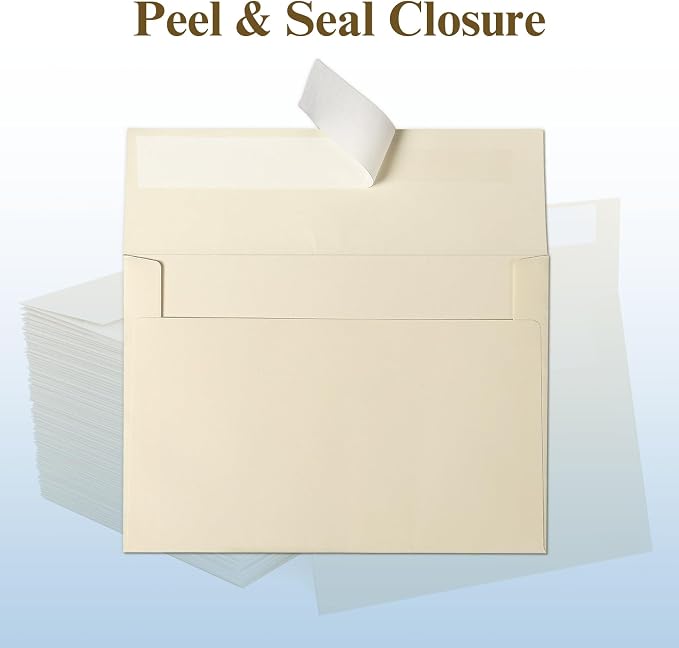 Cream Blank Flat Note Cards and Envelopes (NOT FOLDED), Goefun 5x7 Flat Cream Cardstock and A7 Envelopes Self Seal 100 Pack for Wedding, Invitations, DIY Postcards, Thank You Cards & All Occasion