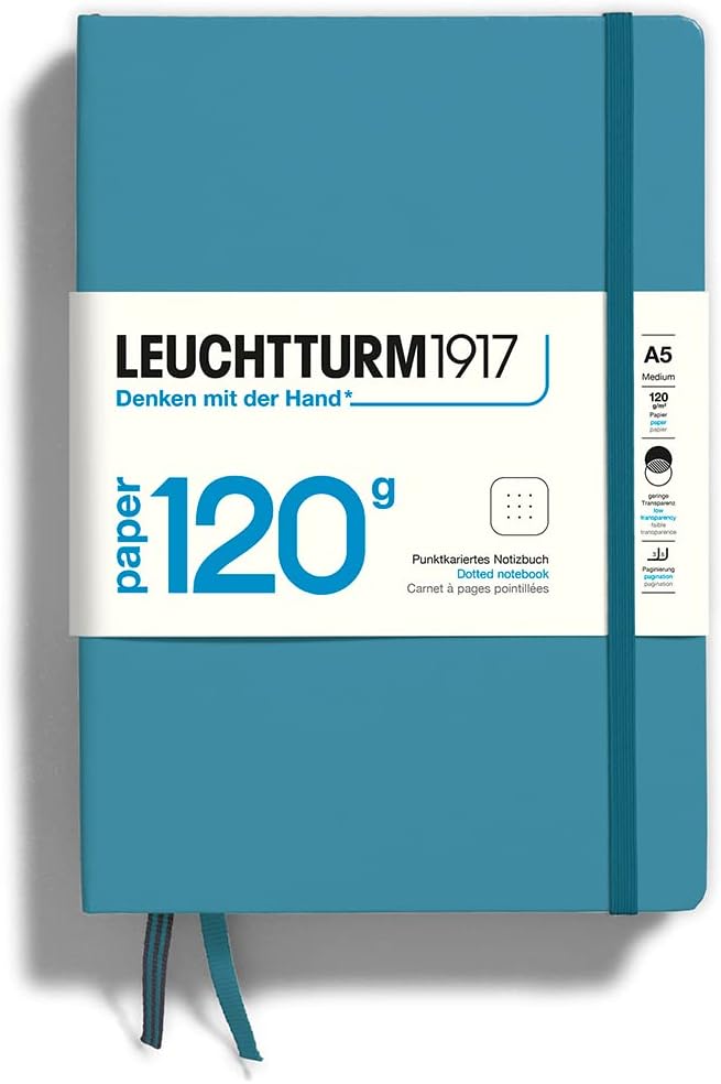 LEUCHTTURM1917 - 120G Special Edition - Medium A5 Dotted Hardcover Notebook (Nordic Blue) - 203 Numbered Pages with 120gsm Paper