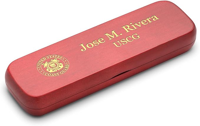 Executive Gift Shoppe | Coast Guard Theme Personalized Cherrywood Double Pen and Box Set