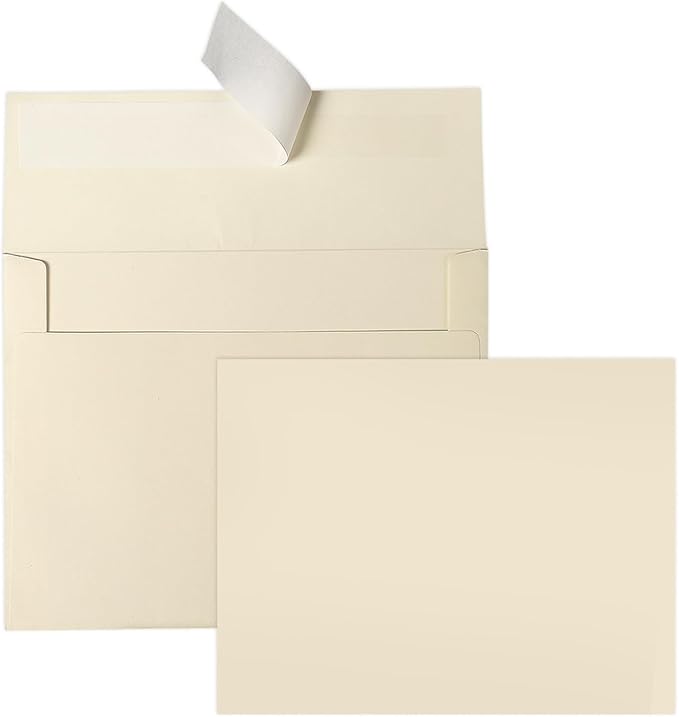 Goefun Ivory Blank Cards and Envelopes (Not-Folded), Cream Flat Note Cards 4.25 x 5.5 and A2 Envelopes Self Seal 100 Pack for Wedding, Invitations, DIY Notecards, Birthday & All Occasion