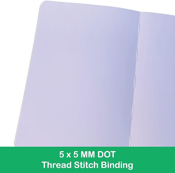 BUKE A5 Dotted Journal Dot Grid Notebook 180Gsm Bamboo White Paper, 5 * 5MM Dot Grid 160 Pages, Colored Silver Edges, Waterproof Fabric Hardcover