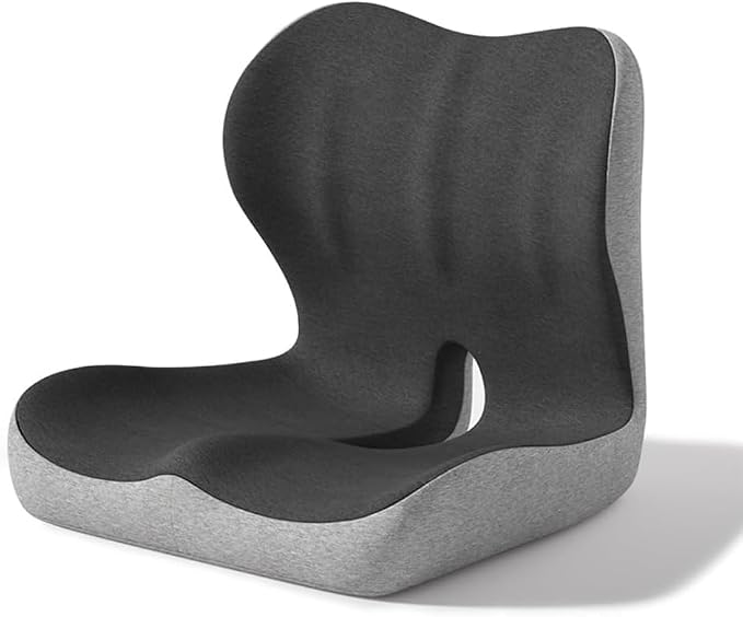 Ergonomic Memory Foam Seat Cushion for Tailbone Pain Relief, Suitable for Office Home Chair, Car and Wheelchair (Black & Gray(Oversized))